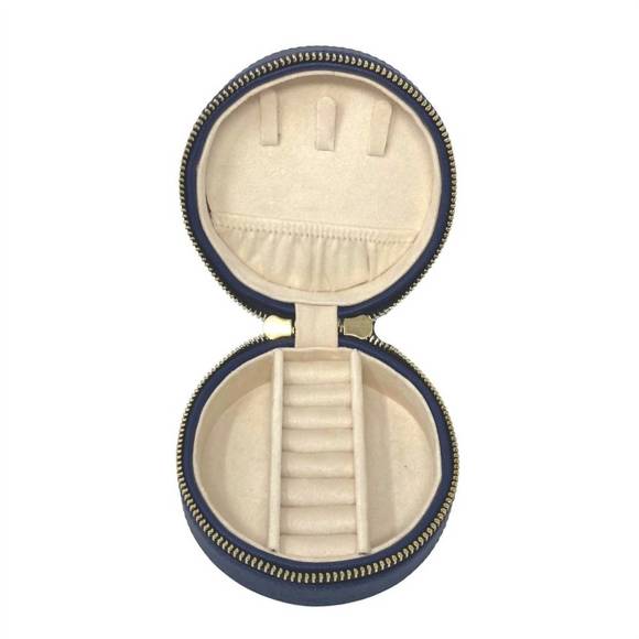 NEW HARPER JAMES women's clara round jewelry case in navy - Picture 2 of 4